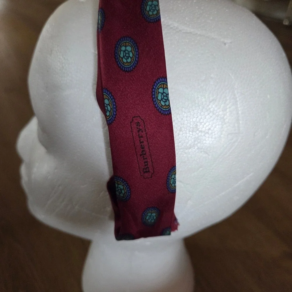Burberrys‎ of London Vintage Men's Upcycled Tie Burgundy Medallion Silk Headband